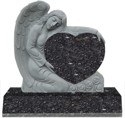 ANG093CABP.png Small Angel Holding heart 2-2.5x0-6x2-8.5 P5 Blue Pearl Fully Carved Angel w/ Roses - Image 1