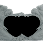 Double Angel Holding Hearts 4-2x0-8x2-6 AP Jet Black Fully Carved Angels w/ Roses DNR! Use ANG104CAJB