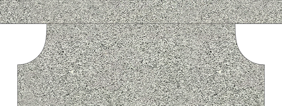 BEN148APLG.png Cremation Pedestal Bench 4-0x1-2x0-4 AP China Grey Pedestal 3-6x0-10x1-2 w/ (2) 6"x10" Core Holes - Image 1