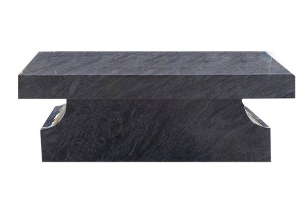 BEN266APBB.png Cremation Pedestal Bench 3-0x1-2x0-4 AP Bahama Blue Pedestal 2-6x0-10x1-2 w/ (2) 6"x8" Core Holes - Image 1