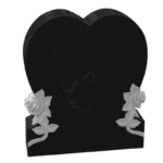 Single Heart with Flowers 2-0x0-6x2-4 AP Jet Black