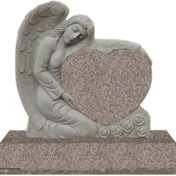 Large Angel Holding Heart 3-0x0-8x3-0 AP Imperial Rose Fully Carved Angel w/ Roses