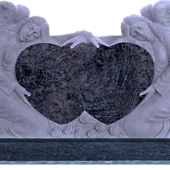 * Double Angel Holding Hearts 4-2x0-8x2-6 AP Bahama Blue Fully Carved Angels w/ Roses