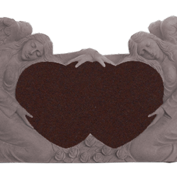 Double Angel Holding Hearts 4-2x0-8x2-6 AP India Red Fully Carved Angels w/ Roses