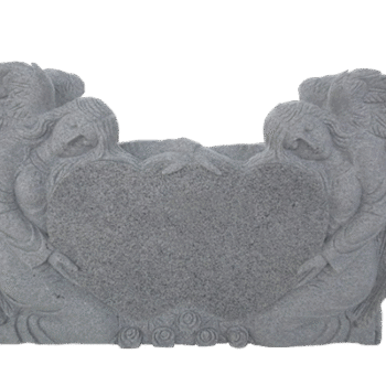 * Double Angel Holding Hearts 4-2x0-8x2-6 AP China Grey Fully Carved Angels w/ Roses