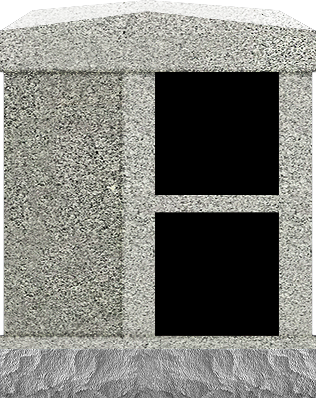 COL179IGJB_2NICHE.png 2 Niche Columbarium w/ Alcove 30.5x15.7x37.4 India Grey/JB India Grey Walls/Jet Black Doors; 2" Margin on Base CFS-A-139-inch - Image 1