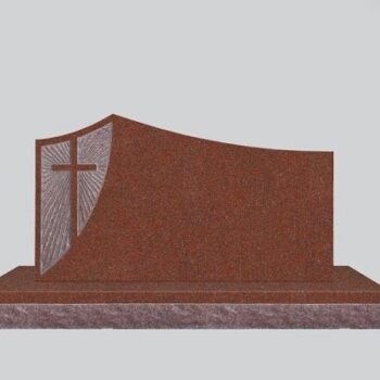 Starburst Cross Design 4-0x0-6x2-4 Custom Finish India Red Carve Starburst Design on front w/polished Cross, rest polis back -flat, polished