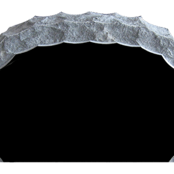 Shell Rock 3-6x0-6x2-2 P2/BRP Jet Black Shell Rock Border on Front Only, Back Flat Polished