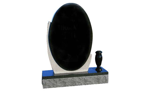 TOV094P5JB.png Tall Oval Design 2-2x0-6x3-0 AP Jet Black Frosting Recessed Border on Front Only - Image 1